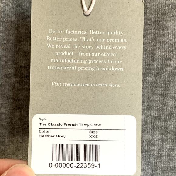 NWT Everlane The Unisex French Terry Crew Sweatshirt in Heathered Gray - Picture 7 of 8